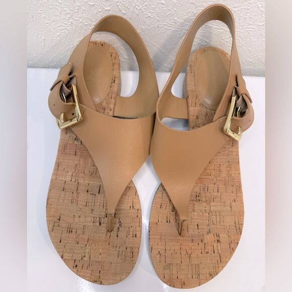 Michael Kors London Thong Tan Block Heel Sandal, Size 9 - Picture 1 of 7
